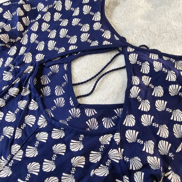 Band of Gypsies ✦ Navy Cream Boho Tunic Dress ✦ Long Sleeve Keyhole XS EUC - Picture 9 of 16